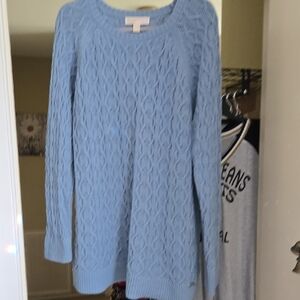 Michael Kors Light Blue Cable Knit Crew Neck Sweater
